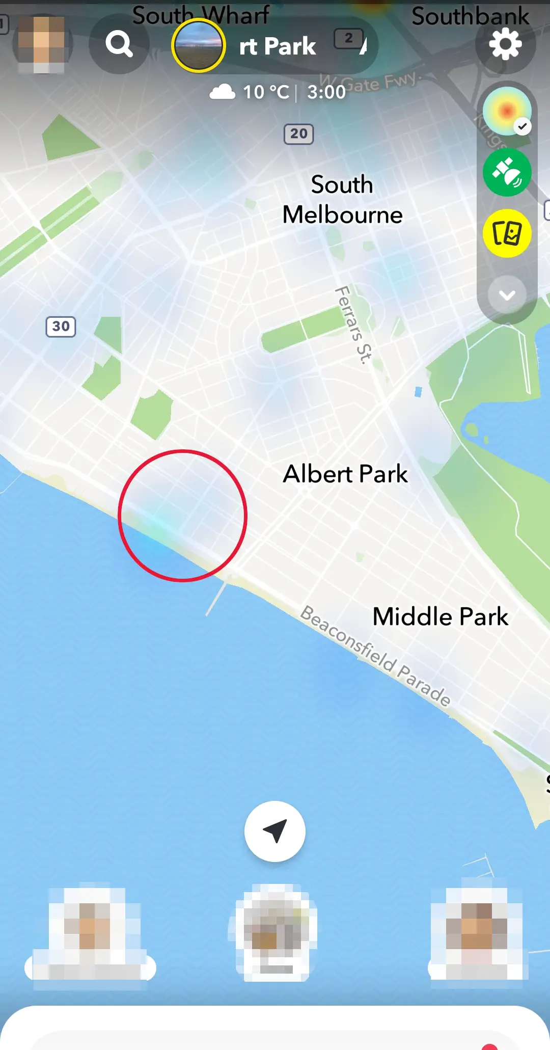 Screenshot of the Snapchat Map in the app